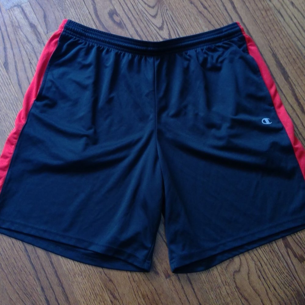 Champion XL Black with Red Stripe Elastic Waist Athletic Shorts